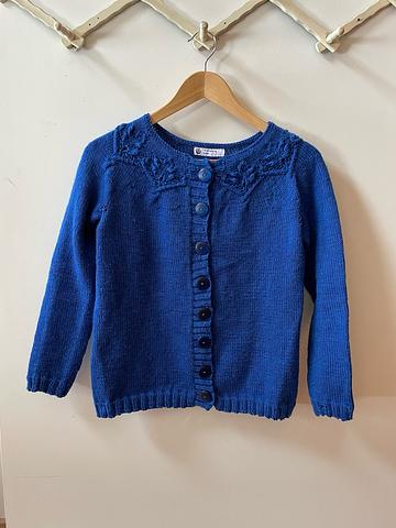 Cobalt handknit wool cardigan