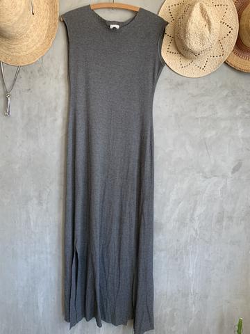 Raw hem rayon rib knit dress