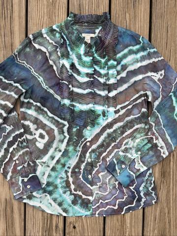 Ice Dyed J Crew Cotton Ruffled Top