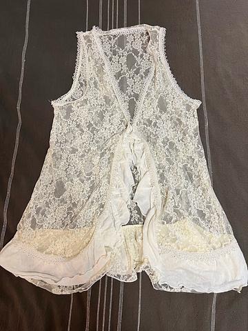 cream lace duster vest