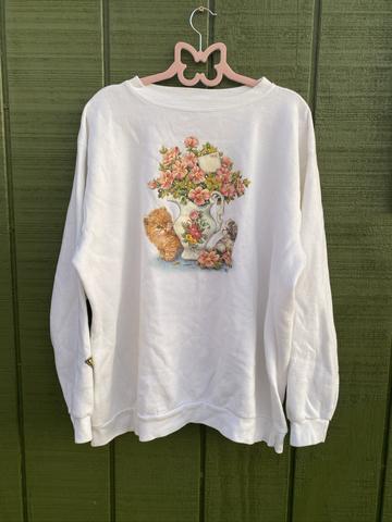 Vintage Cats Kittens Flowers and Butterflies Sweatshirt