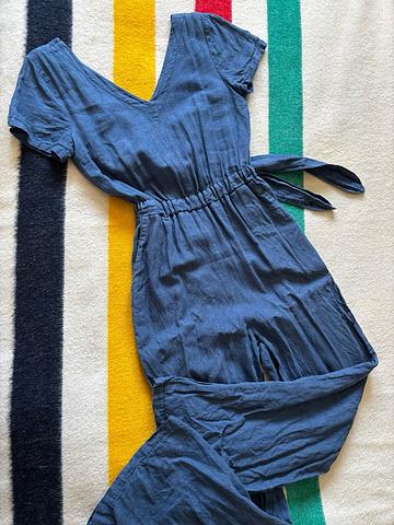 Navy Linen Jumpsuit