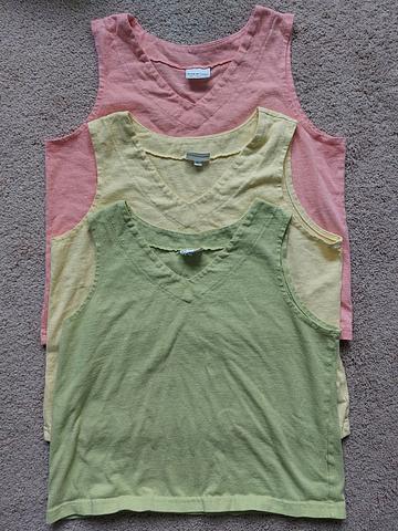 Bundle of colorful cotton tanks