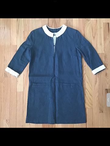 Emerson Fry Braided Trim Indigo Shift Mod Dress - SZ 4