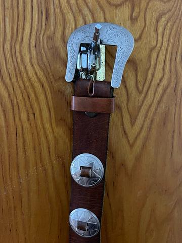Leather silver concho belt