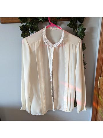 Cream long sleeve blouse