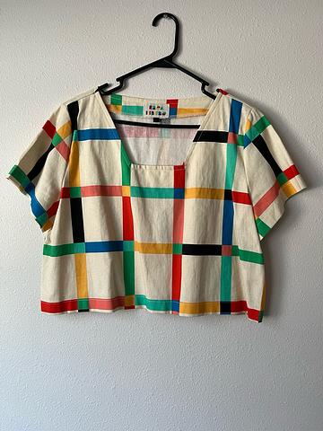 Frankie Crop Top - Windowpane Cream