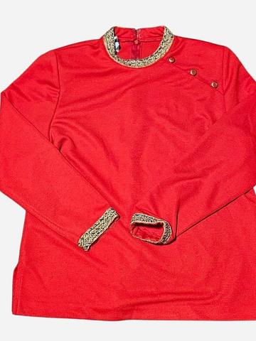 Red blouse with gold trim