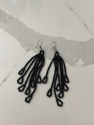 Black beaded earrings