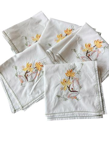 Hand embroidered napkins set of 5