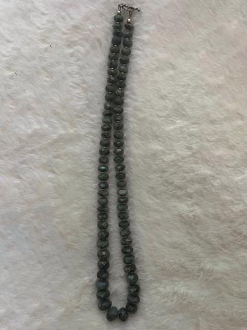 Green moss agate graduated faceted rondelle sterling necklace (not made by me)