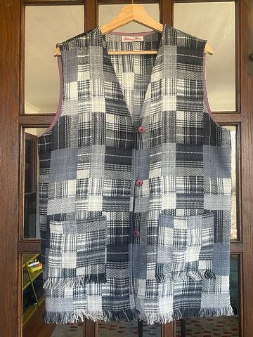 Patchwork plaid vest