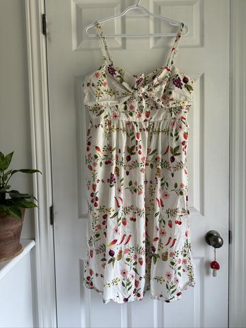 Fruit Print Cotton Tie Front Dress