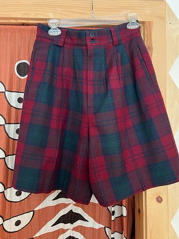 Pleated Plaid Shorts