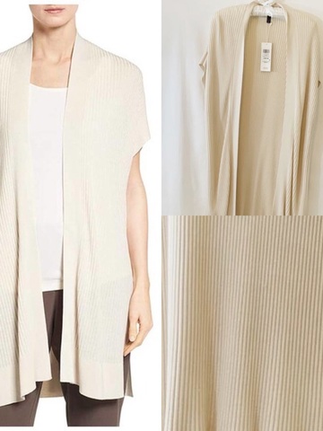 Long sleek rib vest in bone.