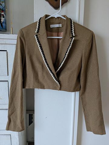 90's Vintage Redesign Silk Blend Cropped Metallic Blazer