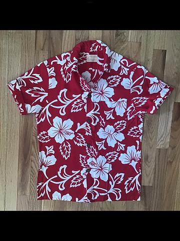 Vintage 40s/50s/60s Red Floral Loop Collar Royal Hawaiian Aloha Shirt (from famous hotel)