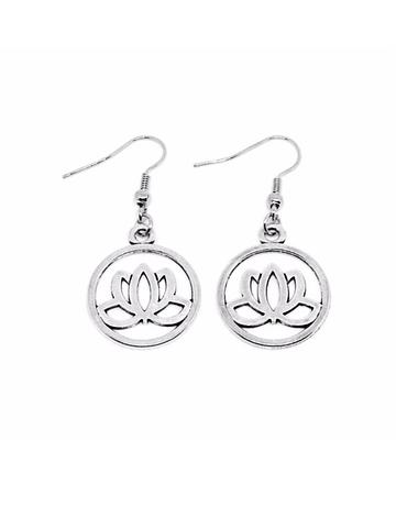 Lotus Flower Circle Earrings