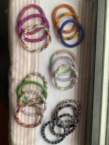 Crocheted Glass Boho Bead Bracelets