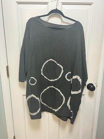 Cotton blend shibori dyed oversized top