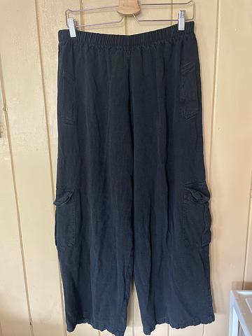 High Waisted Linen Cargo Pant