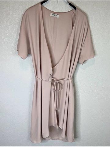 pink wrap dress
