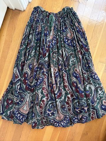 90s Drawstring 100% Cotton Gauze Maxi Skirt