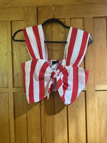 Striped Tie Front Top