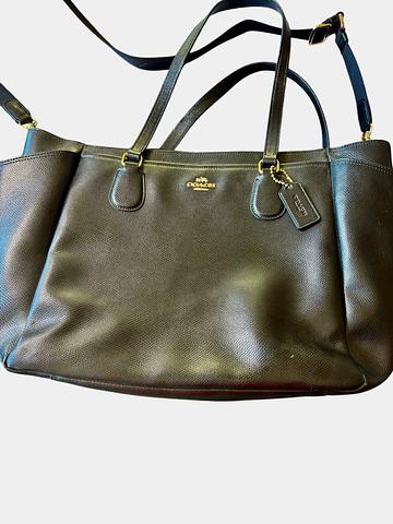 Coach black leather diaper