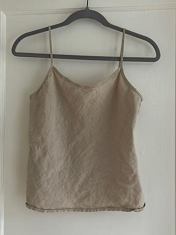 100% Linen Lucy Tank Top Natural Tan Spaghetti Strap