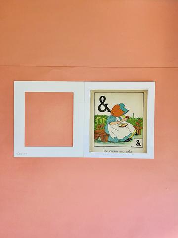 Vintage children’s illustrations with paper frames