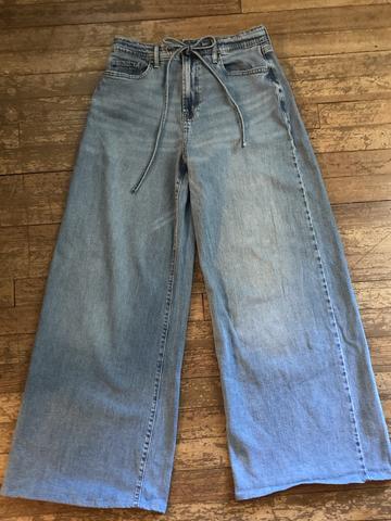 High Rise Wide Leg Tie Waist Jeans