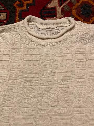 Textured geometric ivory sweater