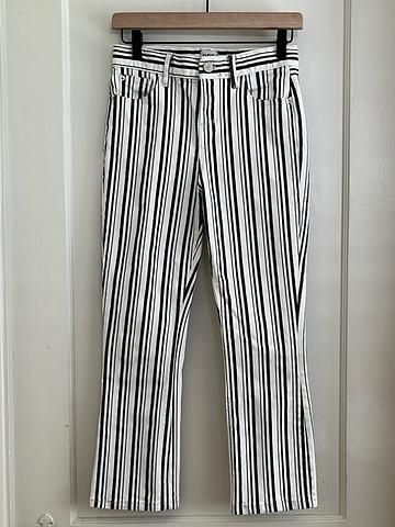 Black & Cream Striped Kick Crop Flares