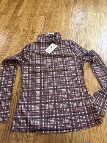 Sheer plaid turtleneck