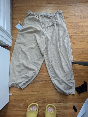 Raw silk trousers