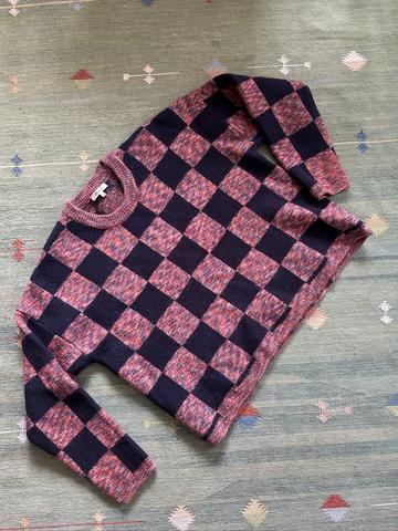 Wool blend checkerboard sweater