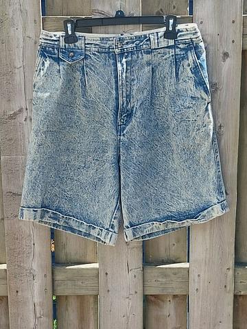 Acid wash jean shorts