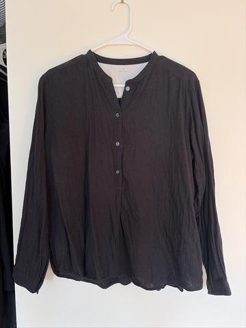 flannel stand collar blouse