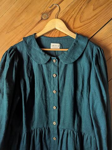 Peter pan collar linen dress