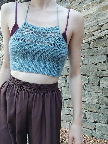 blue crochet halter top