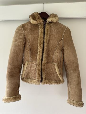 Handmade suede and shearling coat