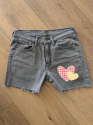 Upcycled black cutoff jeans shorts