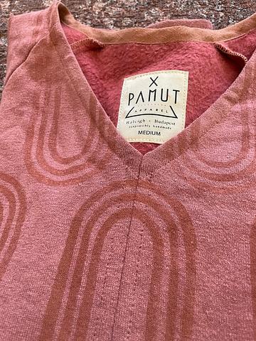 hand-stamped boxy rainbow rose sweatshirt organic cotton Medium