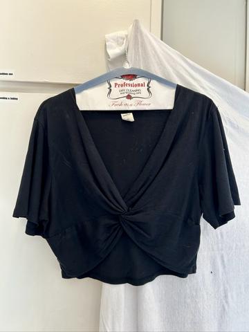 Faux-tie-front crop top