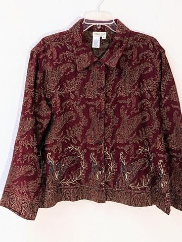 paisley brocade lightweight embellished jacket