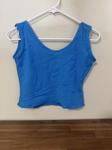 Blue Cotton Crop Top Double Bound Esge