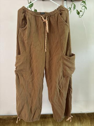 cotton gauze cargo pants