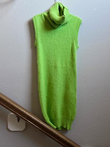 Dolce & Gabbana neon green turtleneck angora mini dress