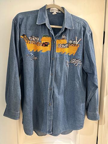 Embroidered denim shirt